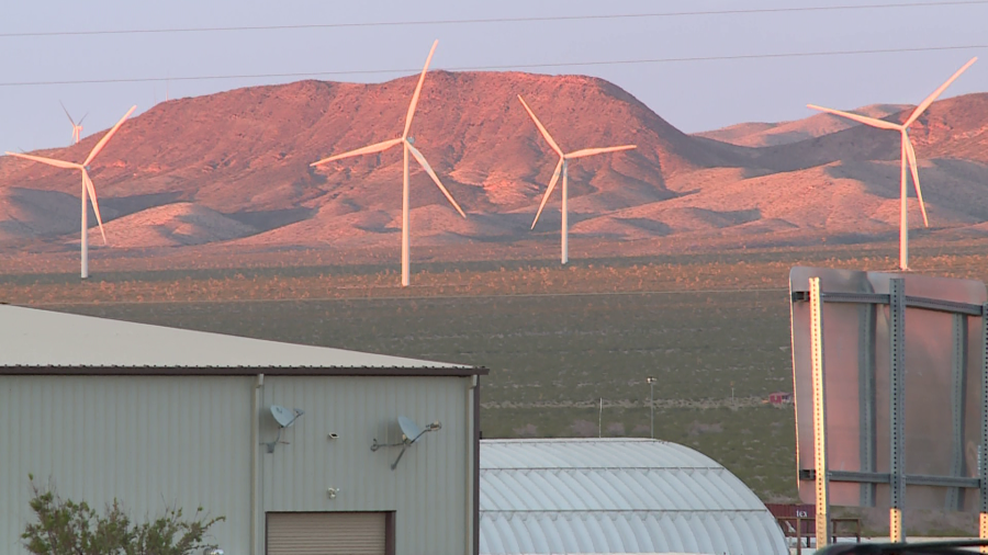 <em>The sun setting near White Hills and Dolan Springs, Arizona (KLAS)</em>