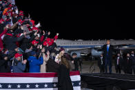 President Donald Trump arrives for a campaign rally at Eppley Airfield, Tuesday, Oct. 27, 2020, in Omaha, Neb. (AP Photo/Evan Vucci)