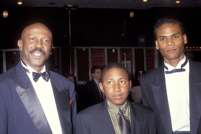 <p>Ron Galella/Ron Galella Collection via Getty</p> Louis Gossett Jr. with his sons Sharron Anthony Gossett and Satie Gossett