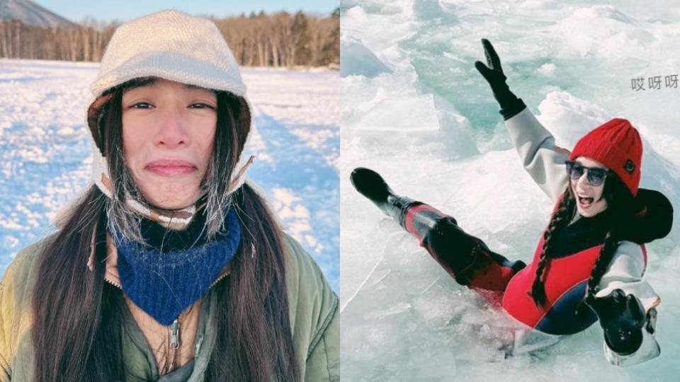 田馥甄近來到北海道度假，欣賞雪白世界之外，更到知床半島體驗流冰漫步。（圖／翻攝自田馥甄臉書）