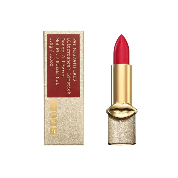 <p>Pat McGrath Labs Blitztrance Lipstick in Blood Rush, $38, <a href="https://shop-links.co/1736284244187271180" rel="nofollow noopener" target="_blank" data-ylk="slk:available here;elm:context_link;itc:0;sec:content-canvas" class="link ">available here</a>.</p>