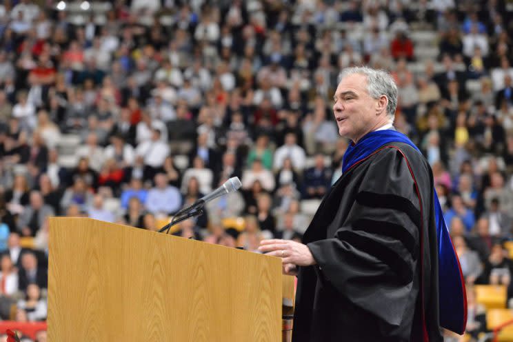 Sen. Tim Kaine speaks at Virginia Military Institute’s graduation on May 16, 2016. (Photo: courtesy of VMI)