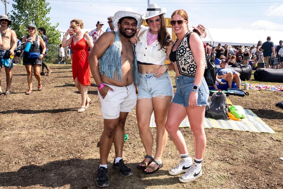 Zach Cramer (left) with friends Jessica Brown (center) and Sarah Tyree on day two of Hinterland in St. Charles.