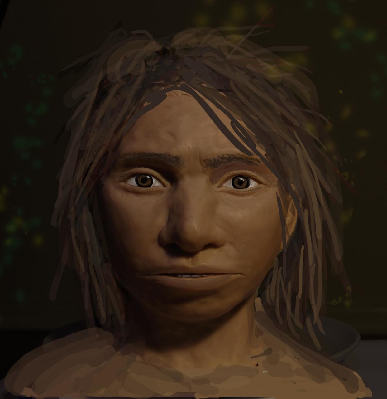 <span>A preliminary portrait of a young woman from the Denisovans, early humans whom scientists know little about.</span><span>Photograph: Maayan Harel</span>