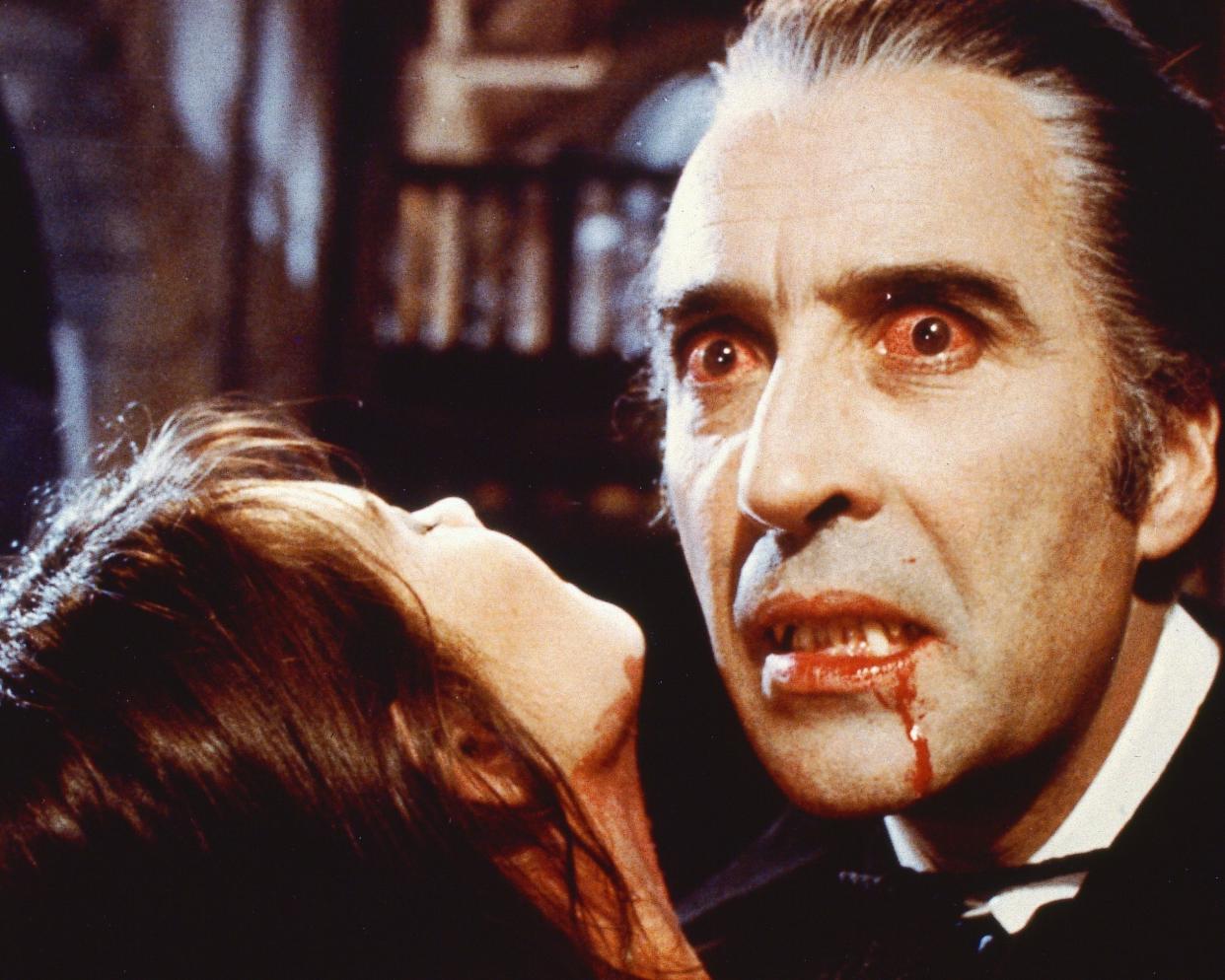 English actor Christopher Lee as the blood-sucking Count in 'Dracula A.D. 1972', directed by Alan Gibson for Hammer Films, 1972. (Photo by Silver Screen Collection/Hulton Archive/Getty Images)