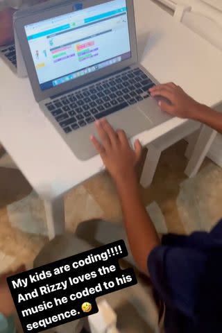 <p>Brittany Bell/Instagram</p> Brittany Bell talking about her kids learning coding