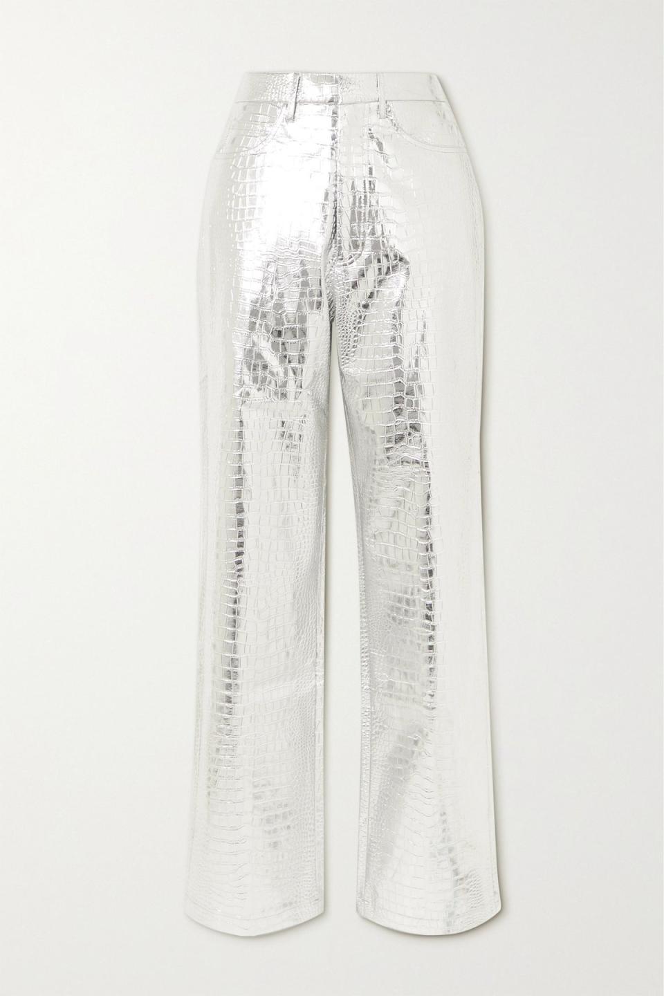 Rotate Birger Christensen Rotie Croc-Effect Faux Leather Straight-Leg Pants (Rotate Birger Christensen)