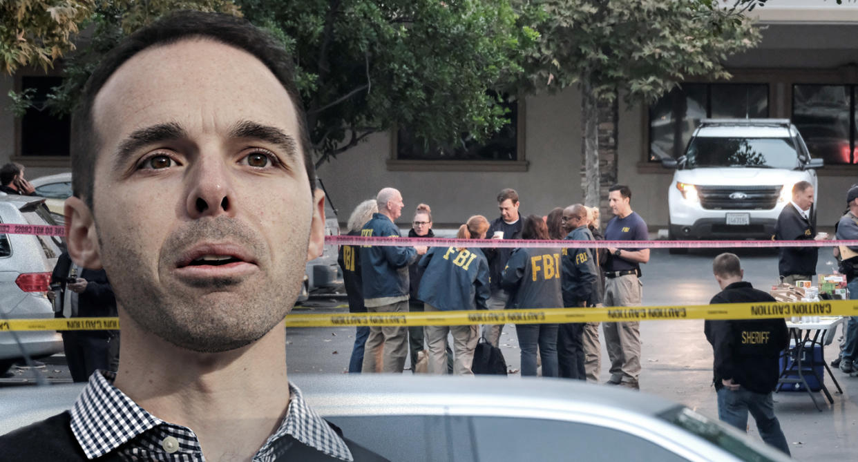 Robert Gaafar; FBI agents investigate the site of a mass shooting at a bar in Thousand Oaks, Calif. (Photos: Chip Somodevilla/Getty Images; Ringo Chiu/Reuters)