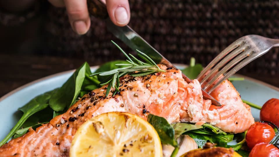 A serving of fish such as salmon can be key to lowering the risk for heart disease due to its high content of healthy omega-3 fatty acids. - Rawpixel/iStockphoto/Getty Images