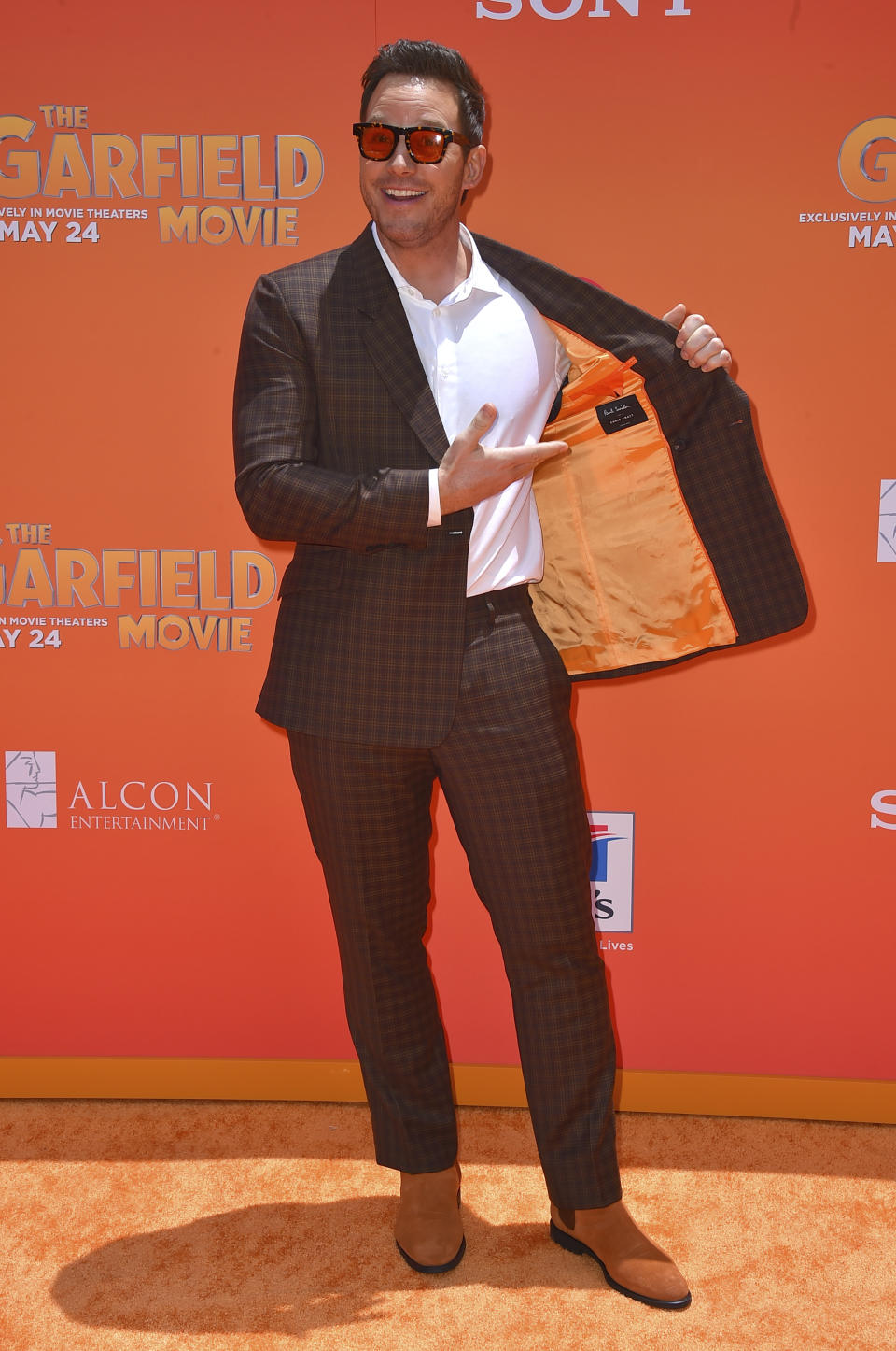 Chris Pratt arrives at the premiere of "The Garfield Movie" on Sunday, May 19, 2024, at TCL Chinese Theater in Los Angeles. (Photo by Jordan Strauss/Invision/AP)