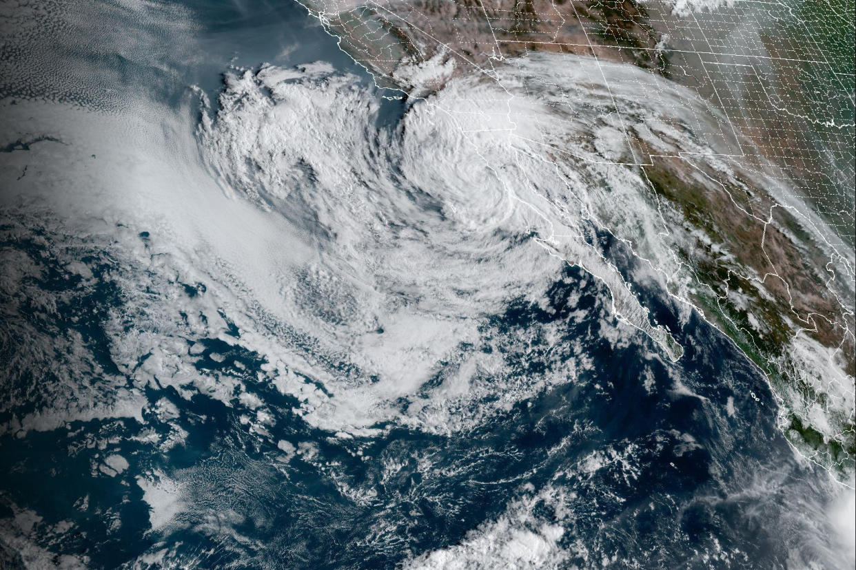 Tropical Storm Kay moves northwestward near the coast of the northern Baja California peninsula on Sept. 9, 2022. (NOAA)