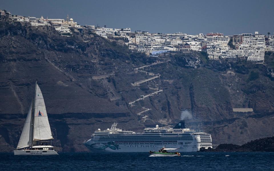 Cruise ship in Santorini, Greece