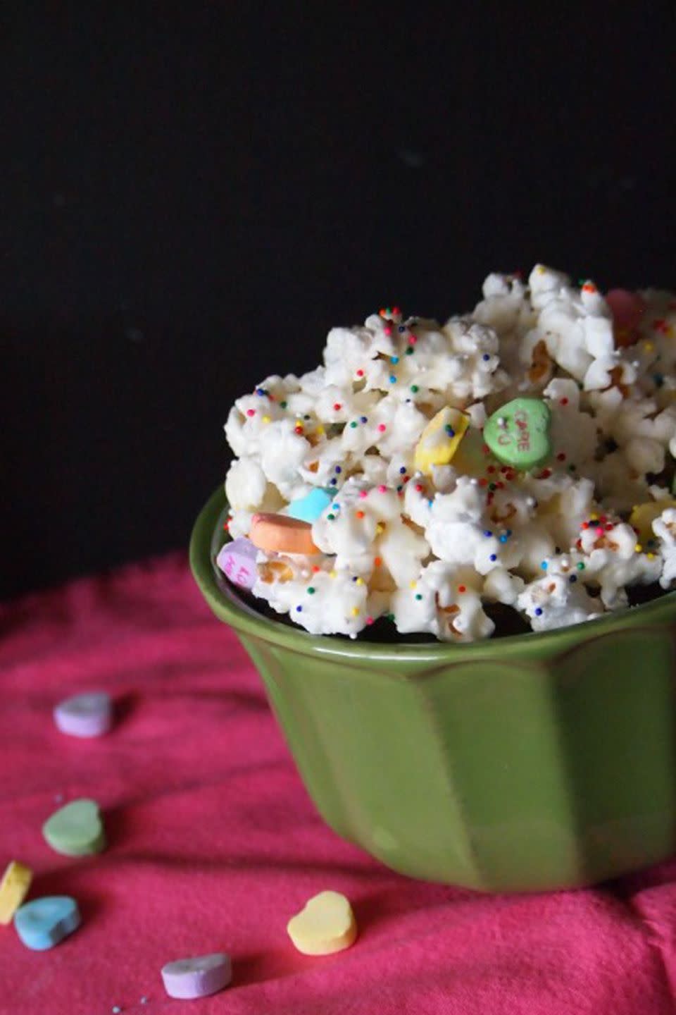 Conversation Heart Popcorn Snack