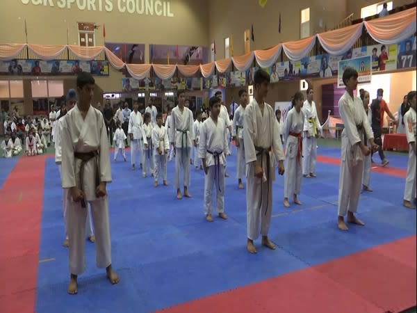 Visual of Srinagar District level Taekwondo Championship. (Photo/ANI)