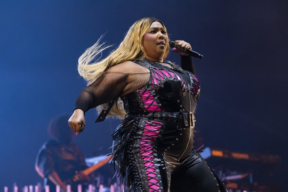 BYRON BAY, AUSTRALIA - JULY 21: Lizzo performs on stage at Splendour in the Grass 2023 on July 21, 2023 in Byron Bay, Australia. (Photo by Matt Jelonek/Getty Images)