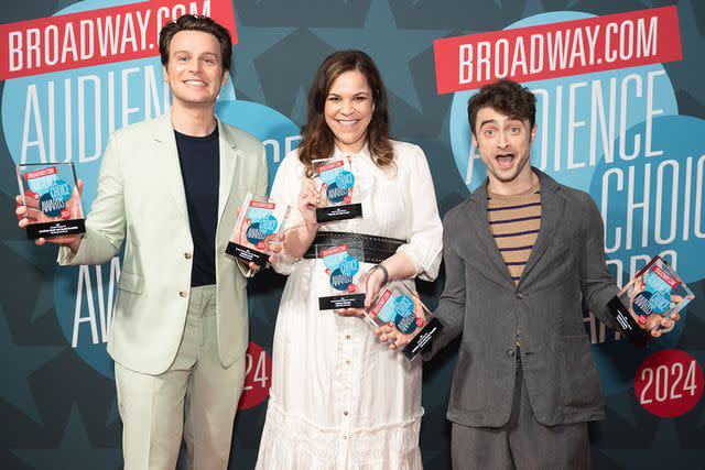 <p>Valerie Terranova/Getty</p> Jonathan Groff, Lindsay Mendez and Daniel Radcliffe.