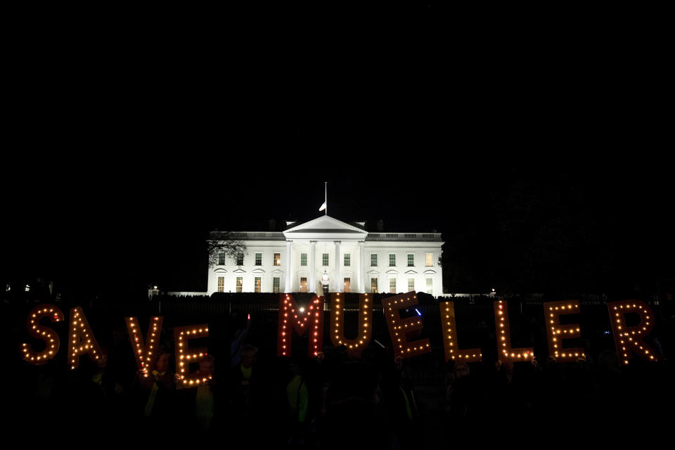 Amid speculation that Trump might fire Mueller, protesters gathered at the White House on Nov. 8 to support the special counsel.