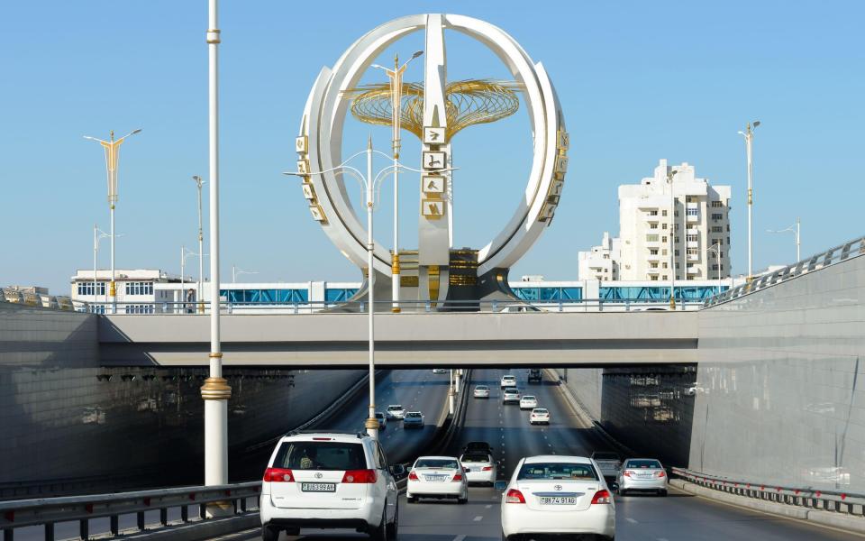 A highway in Ashgabat shows white cars only following the ban