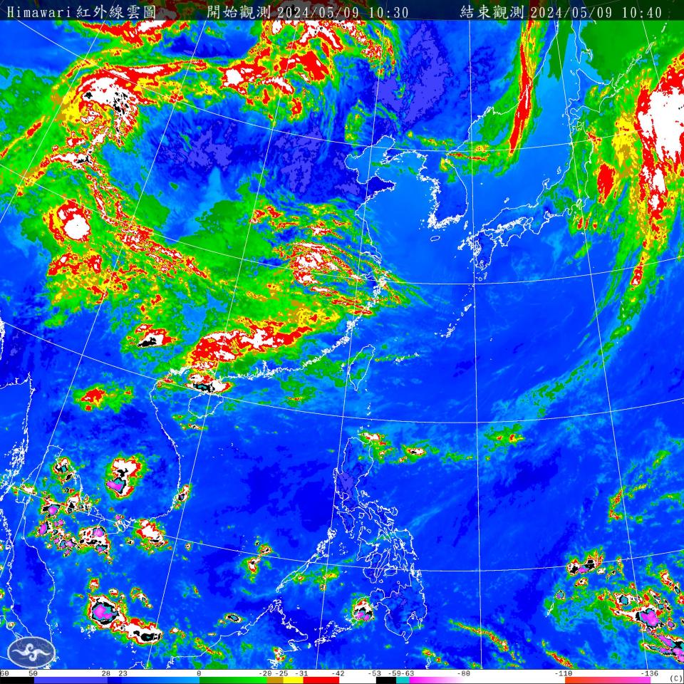 中央氣象署表示，目前在菲律賓東方海面環境適合熱帶擾動生成，但仍未有明顯系統發展，須持續觀察。（圖取自中央氣象署網站）