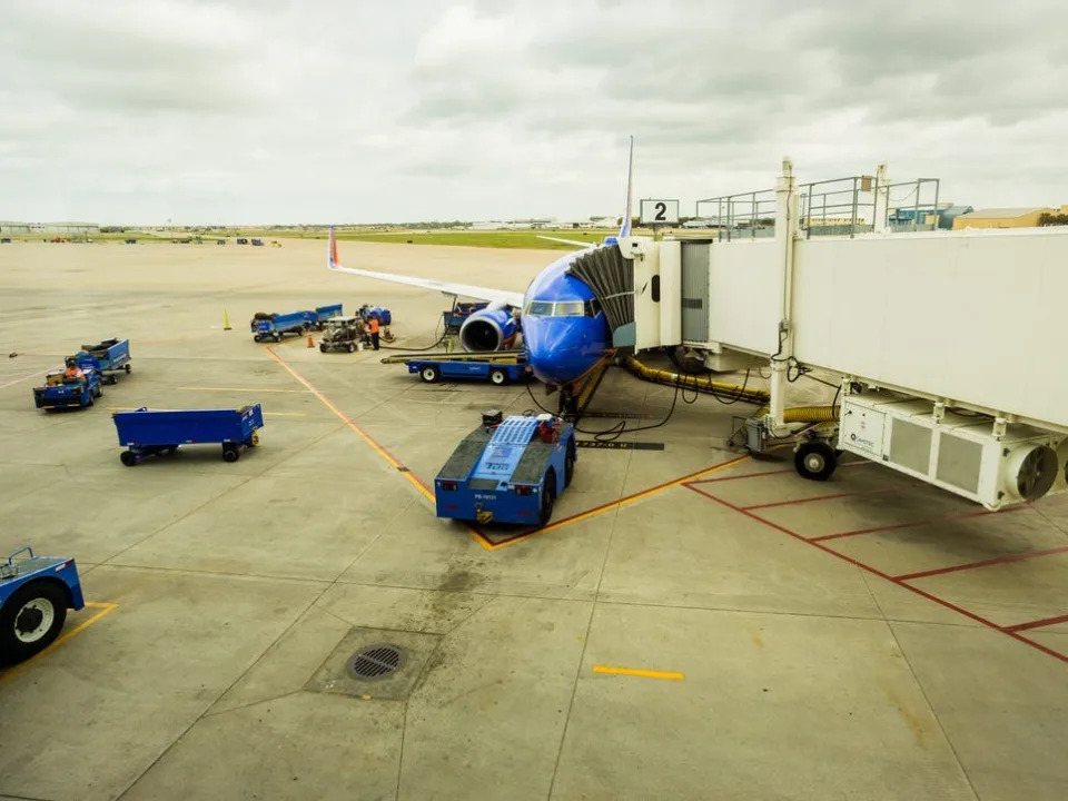 Southwest aircraft at gate 2 at Love Field