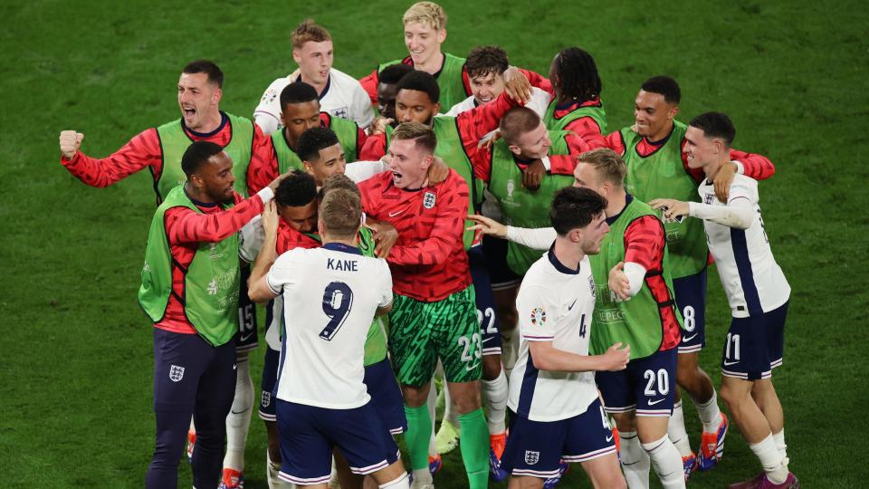 England celebrating their win over the Netherlands