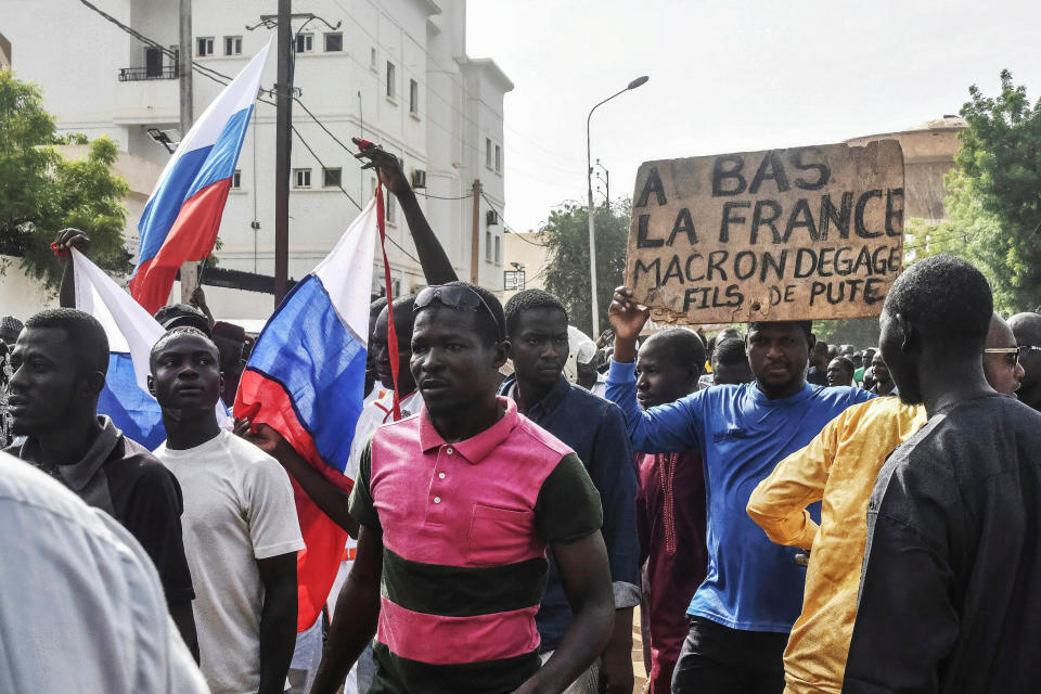 Niger Coup Russian Flags (AFP via Getty Images)