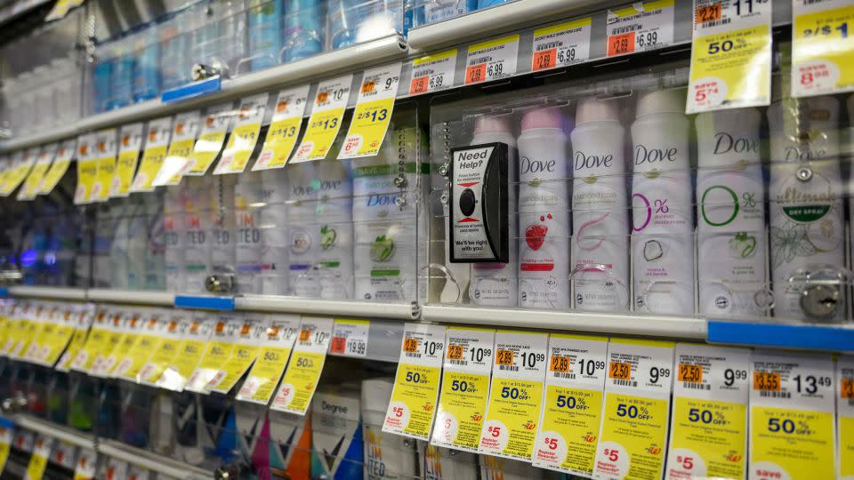 Stores are locking up everyday products like shampoo to deter shoplifting. - Angela Weiss/AFP/Getty Images