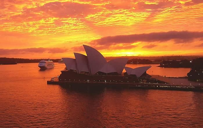 The iconic Sydney Opera House on Monday morning. Picture: Sunrise