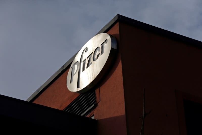 A company logo is seen at a Pfizer office in Dublin, Ireland November 24, 2015. REUTERS/Cathal McNaughton