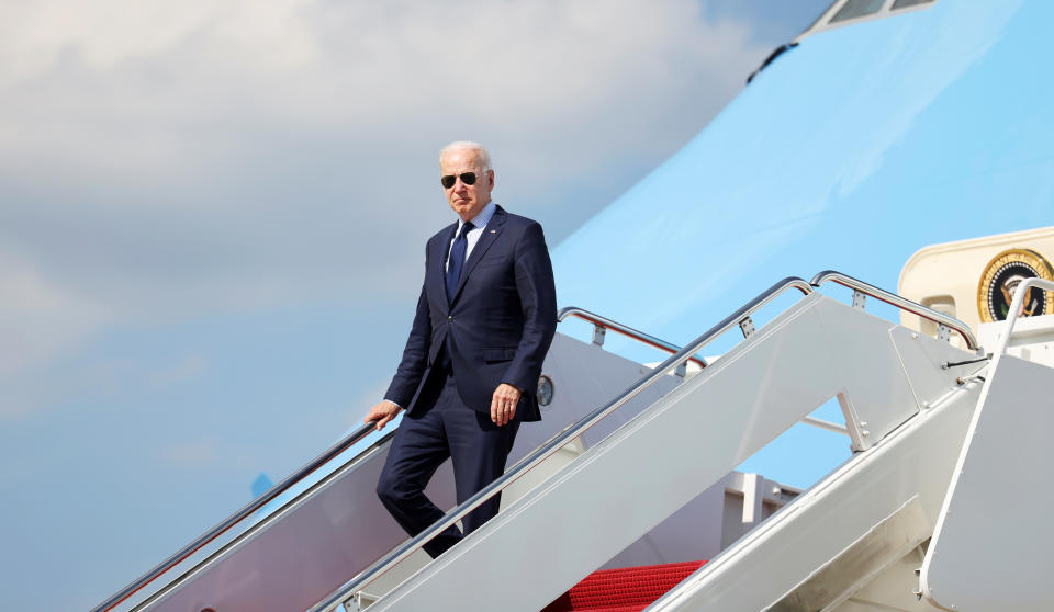 Image: Joe Biden disembarks from Air Force One (Evelyn Hockstein / Reuters file)