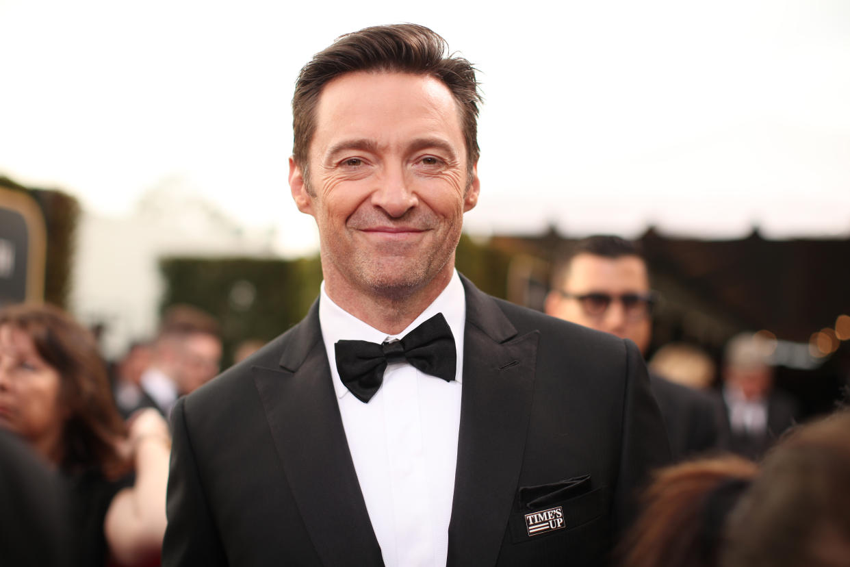 BEVERLY HILLS, CA - JANUARY 07:  75th ANNUAL GOLDEN GLOBE AWARDS -- Pictured: Actor Hugh Jackman arrives to the 75th Annual Golden Globe Awards held at the Beverly Hilton Hotel on January 7, 2018.  (Photo by Christopher Polk/NBCU Photo Bank/NBCUniversal via Getty Images via Getty Images)