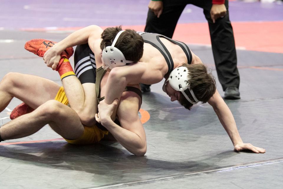 Sheridan’s Alexander Crane competed in a 120 pound match on day two of the 85th annual OHSAA state wrestling tournament at Schottenstein Center in Columbus,  Ohio, on March 11-13, 2022.