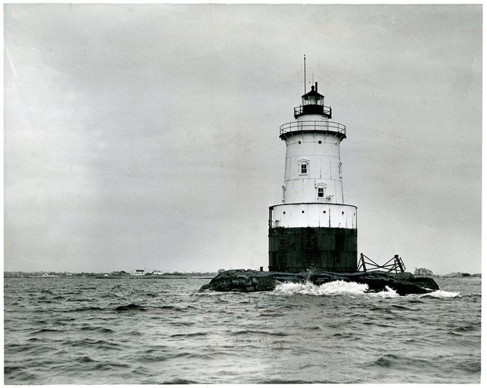 The Sakonnet Point Light, off Little Compton, photographed in 1955.