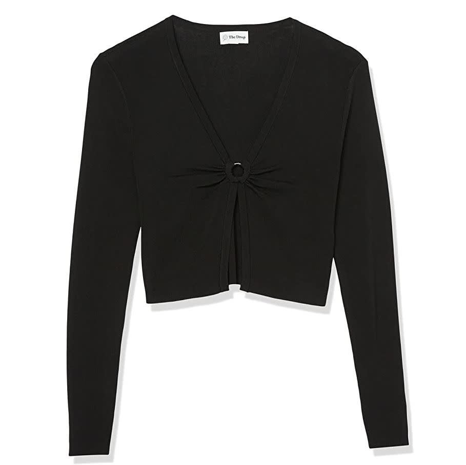 7) Titus Open Front Cropped Sweater with Ring Detail