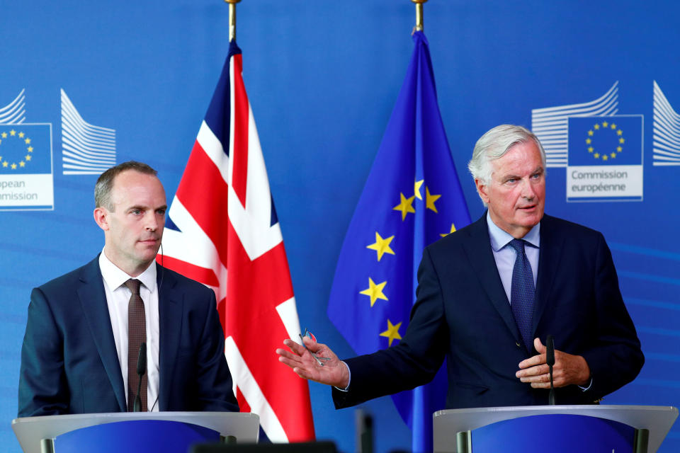 Dominic Raab and Michel Barnier will meet again Friday in a bid to reach a Brexit deal (Reuters)