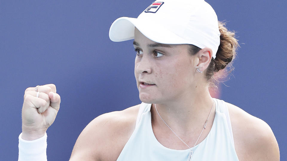 Ash Barty has hit back at critics who questioned her place at the top of the WTA rankings. (Photo by Michael Reaves/Getty Images)