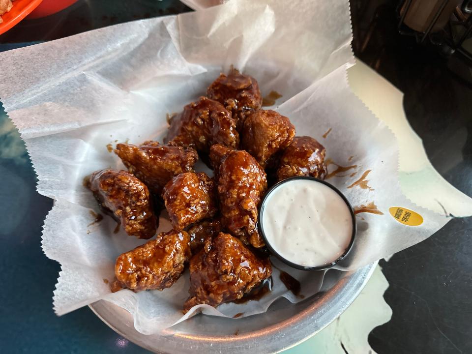 Hooters boneless wings in basket