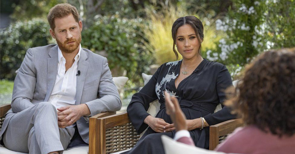 Prince Harry and Meghan Markle with Oprah.