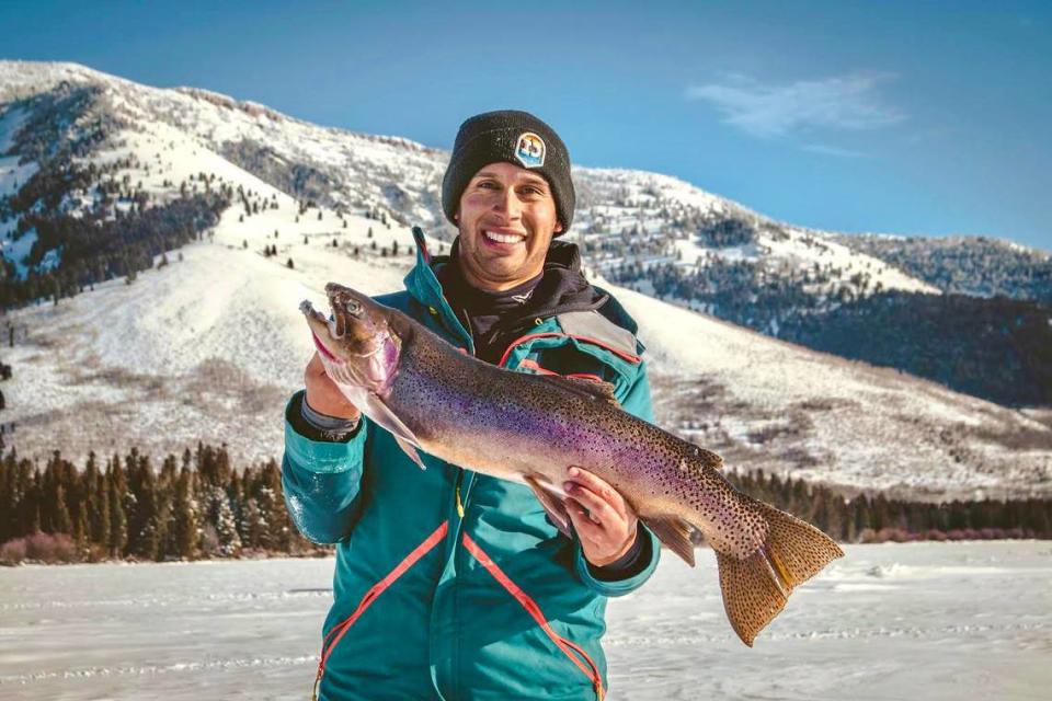 Persistence paid off for fishing columnist Jordan Rodriguez, who battled through a slow weekend of ice fishing to finally land the elusive “Walter,” a 30-inch cutbow trout. 
