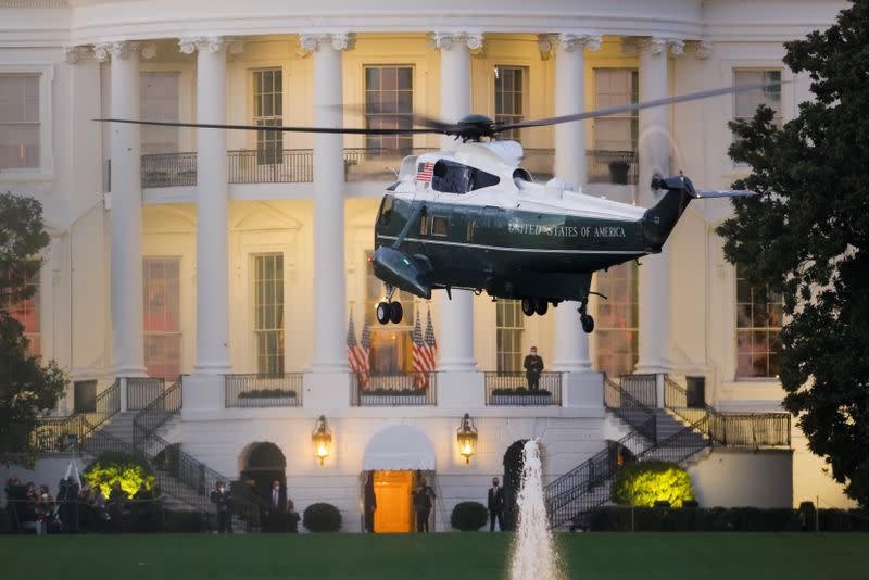 U.S. President Donald Trump returns to the White House after treatment for the coronavirus disease (COVID-19) at the White House in Washington