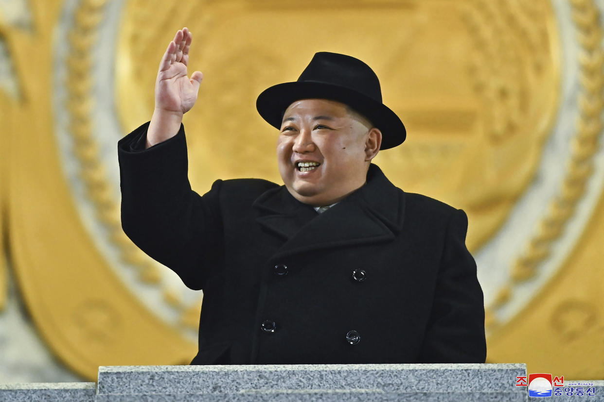 FILE - In this photo provided by the North Korean government, North Korean leader Kim Jong Un attends a military parade to mark the 75th founding anniversary of the Korean People's Army on Kim Il Sung Square in Pyongyang, North Korea, Feb. 8, 2023. Independent journalists were not given access to cover the event depicted in this image distributed by the North Korean government. The content of this image is as provided and cannot be independently verified. Korean language watermark on image as provided by source reads: "KCNA" which is the abbreviation for Korean Central News Agency. (Korean Central News Agency/Korea News Service via AP, File)