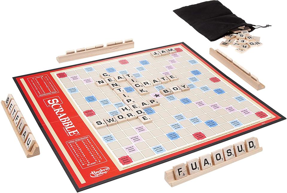scrabble board with tiles