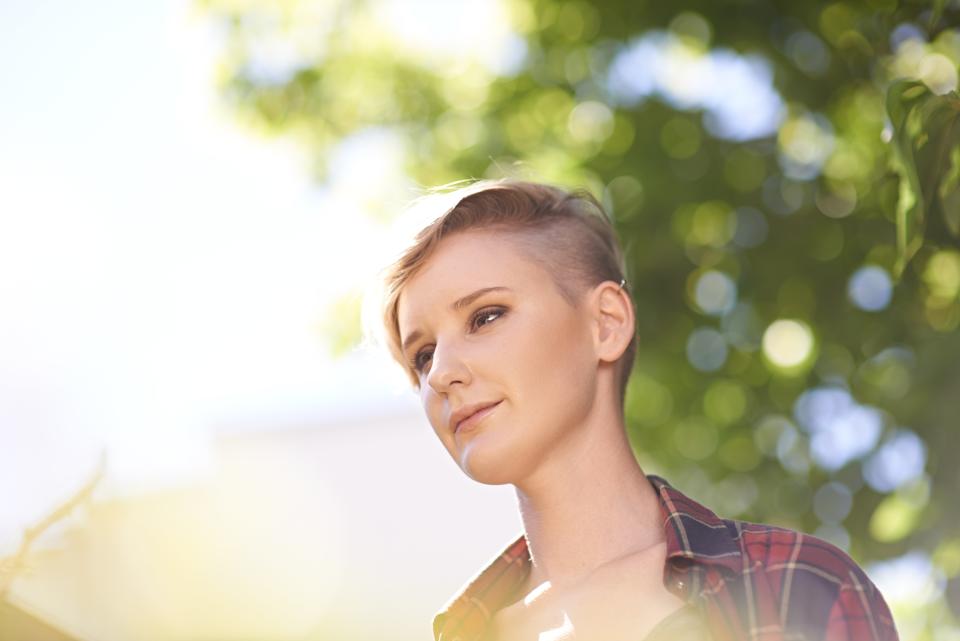 woman with a short tapered haircut