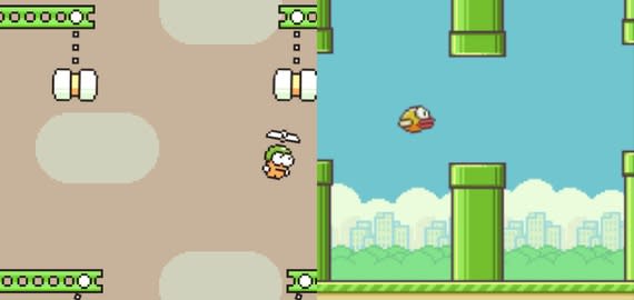 <em>Swing Copters </em>(left), <em>Flappy Bird </em>(right)