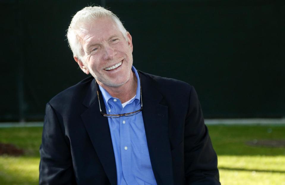 Baseball Hall of Famer and former Philadelphia Phillies third baseman Mike Schmidt speaks at a press conference at the Phillies spring training complex Sunday, March 16, 2014, in Clearwater, Fla. (AP Photo/Mike Carlson)