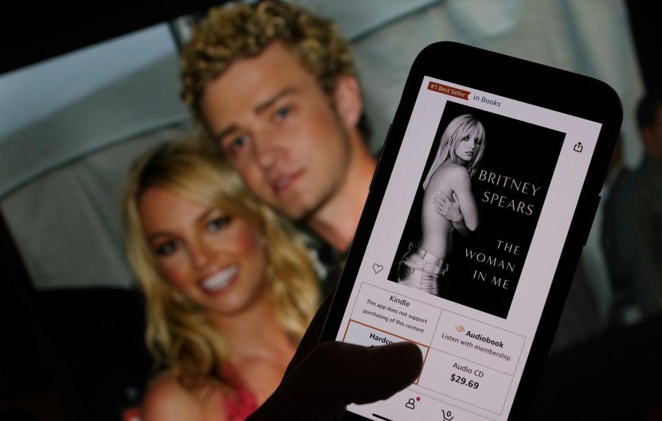 This illustration image taken on October 21, 2023 shows the cover of Britney Spears' book 