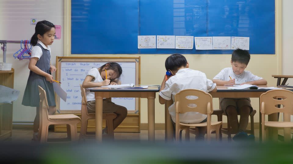 Children study at a private hagwon academy in Seoul, South Korea, on August 10, 2016. - Yelim Lee/AFP/Getty Images