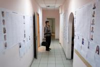 A voter visits a polling station during Ukraine's parliamentary election in Kiev