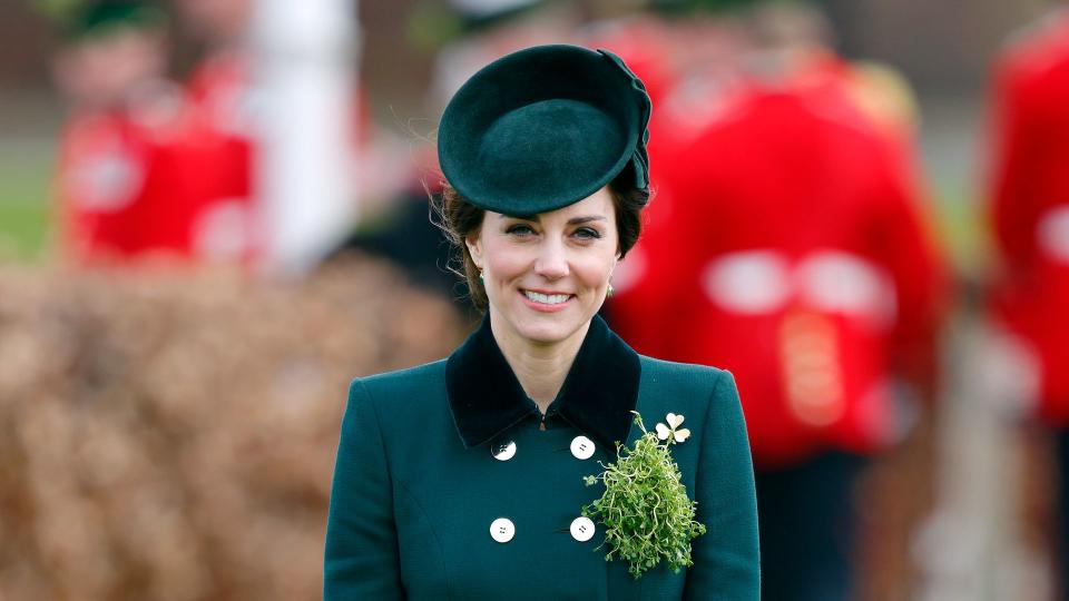 Catherine, Duchess of Cambridge attends the annual Irish Guards St Patrick's Day Parade at Cavalry Barracks on March 17, 2017