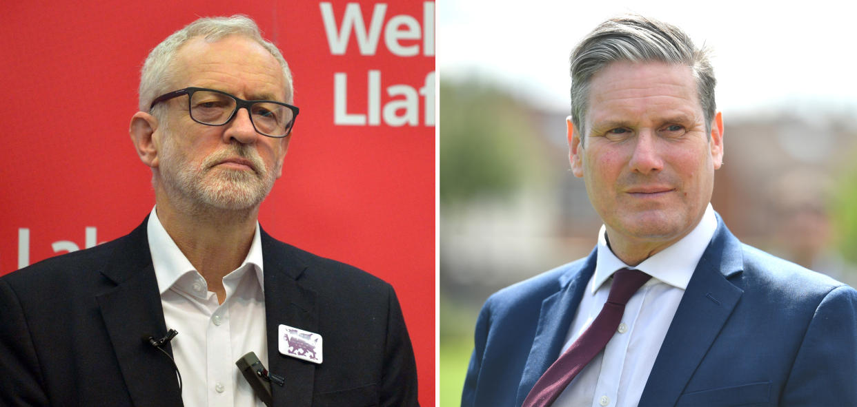 Former Labour leader Jeremy Corbyn and current leader Sir Keir Starmer